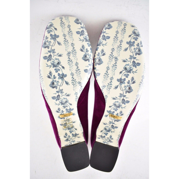 Gucci Victoire Fucsia Velvet Double GG Logo Block Mid Heel Mule Loafer Pump 36.5 - Picture 12 of 13